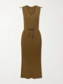 MAX MARA Fado cotton-blend ribbed-knit midi dress at Net a Porter