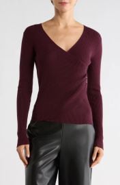 MAX STUDIO Faux Wrap Knit Sweater in Aloe at Nordstrom Rack at Nordstrom Rack