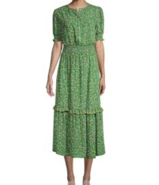 MAX STUDIO Floral Blouson Midi Tiered Dress In Green Size S NWT eBay at eBay