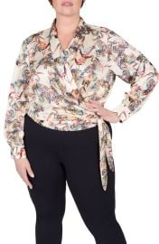 MAYES NYC Donna Faux Wrap Satin Blouse at Nordstrom