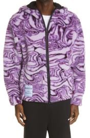 MCQ Marble Print High Pile Fleece Hooded Jacket in Cabbage at Nordstrom