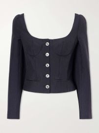 MCQUEEN Cropped pinstriped wool and mohair-blend jacket at Net a Porter