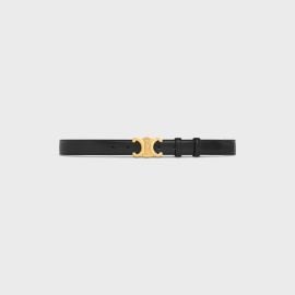 MEDIUM TRIOMPHE BELT IN TAURILLON LEATHER - BLACK CELINE at Celine