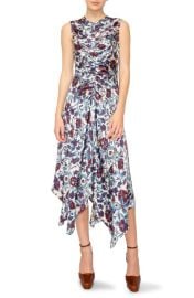 MELLODAY Floral Print Ruched Satin Midi Dress at Nordstrom