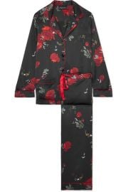 MENG - FLORAL-PRINT SILK-SATIN PAJAMA SET - BLACK at Net A Porter