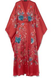 MENG   Printed silk-satin robe at Net A Porter