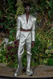 METALLIC ICE LAM CROPPED BLAZER Christian Siriano at Christian Siriano