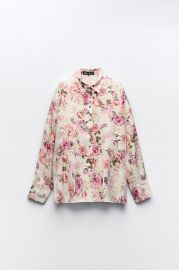 METALLIC THREAD FLORAL PRINT SHIRT at Zara