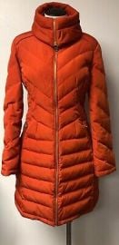 MICHAEL KORS ORANGE DOWN TURTLE NECK HIGH COLLAR MID LENGTH QUILTED COAT M eBay at eBay