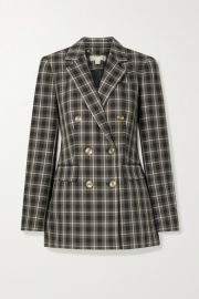 MICHAEL Michael Kors - Double-breasted checked cotton-blend blazer at Net A Porter