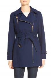 MICHAEL Michael Kors Belted Asymmetrical Zip Wool Blend Coat  Petite    Nordstrom at Nordstrom