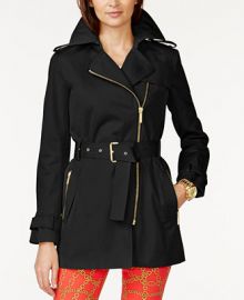 MICHAEL Michael Kors Belted Front-Zip Trench Coat at Macys