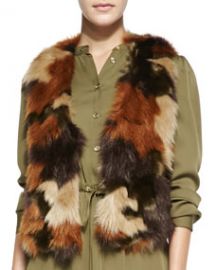 MICHAEL Michael Kors Camo-Print Short Faux-Fur Vest at Neiman Marcus