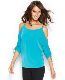 MICHAEL Michael Kors Chain Strap Cold Shoulder Top in blue at Nordstrom