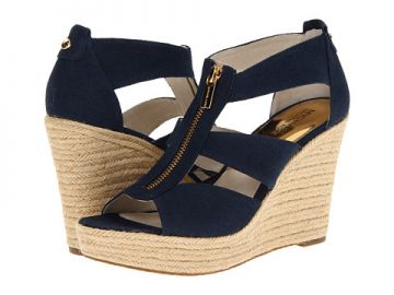 MICHAEL Michael Kors Damita Wedge Navy Canvas at 6pm