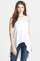 MICHAEL Michael Kors Elliptical Hem Linen Tank in white at Nordstrom