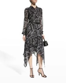 MICHAEL Michael Kors Handkerchief-Hem Midi Shirtdress at Neiman Marcus