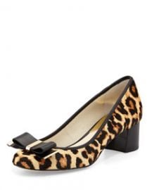 MICHAEL Michael Kors Kiera Calf-Hair Bow Pump LeopardNatural at Neiman Marcus