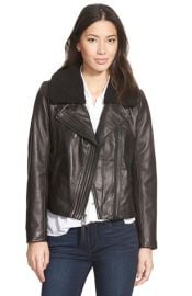 MICHAEL Michael Kors Leather Moto Jacket with Faux Shearling Collar at Nordstrom