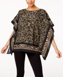 MICHAEL Michael Kors Leopard-Print Poncho Top at Macys