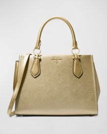 MICHAEL Michael Kors Marilyn Medium Metallic Leather Satchel Bag at Neiman Marcus