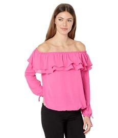 MICHAEL Michael Kors Ruffle Peasant Top com at Zappos