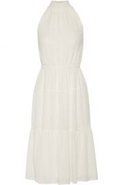 MICHAEL Michael Kors Smocked fil coupe chiffon midi dress at Net A Porter