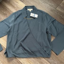 MICHAEL Michael Kors Tops Michael Kors Professional Long Sleeve Shirtblouse Size Xl Dark Chambray Nwt Poshmark at Poshmark
