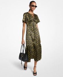 MICHAEL Michael Kors Women39s Ruffled Sleeve Floral Midi Dress - Macy39s at Macys