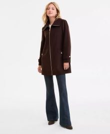 MICHAEL Michael Kors Womenx27s Collared Zip-Front Coat - Macyx27s at Macys