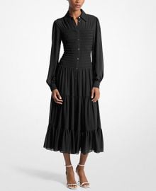 MICHAEL Michael Kors Womenx27s Smocked Button-Down Shirt Dress - Macyx27s at Macys