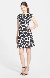 MICHAEL Michael Kors and39Antaliaand39 Giraffe Print Fit andamp Flare Dress in black at Nordstrom