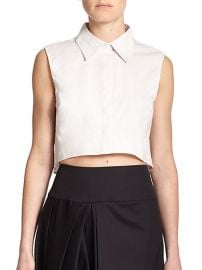 MILLY - Sleeveless Cropped Top in White at Saks Fifth Avenue