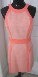 MILLY Coral Orange Tweed Woven Lined Exposed Zipper Shift Halter Dress 6 NWT eBay at eBay