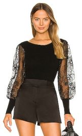 MILLY Organza Blouson Sweater in Black at Revolve