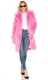 MILLY Riley Long Faux Fur Coat in Bubblegum from Revolve com at Revolve