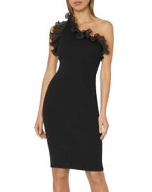 MILLY Scalloped Ruffle Ribbed Knit Dress Bloomingdales at Bloomingdales