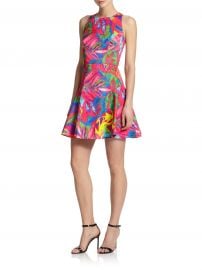 MILLY Tropical Print Fit-and-Flare Dress at Saks Fifth Avenue