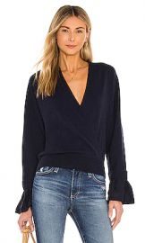 MILLY Woven Wrap Front Dolman Sweater in Navy from Revolve com at Revolve