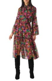 MISA Los Angeles Merce Floral Long Sleeve Tiered Midi Dress at Nordstrom