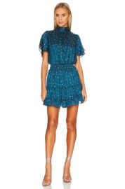 MISA Los Angeles Saffie Dress in Holiday Teal at Revolve