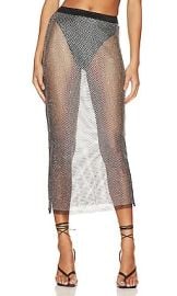 MISHA Aletta Diamante Mesh Skirt in Silver Black at Revolve