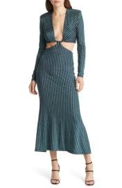 MISHA Despina Cutout Long Sleeve Stripe Cocktail Dress at Nordstrom