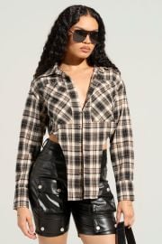MISS PERFECT PLAID BUTTON DOWN AKIRA at Akira