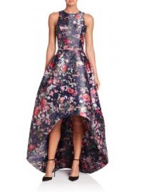 ML Monique Lhuillier - Floral Printed Mikado High-Low Gown at Saks Fifth Avenue