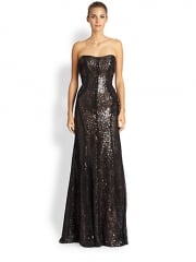 ML Monique Lhuillier - Strapless Sequined Mermaid Gown at Saks Fifth Avenue