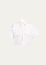 MM6 Maison Margiela Button-Front Poplin Shirt - at Bergdorf Goodman