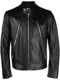 MM6 Maison Margiela Leather Biker Jacket Black at Farfetch