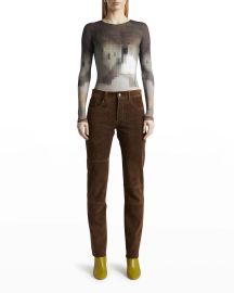 MM6 Maison Margiela Pixel Printed Long-Sleeve Bodysuit at Neiman Marcus