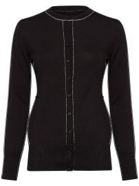 MM6 Maison Margiela contrasting-border crew-neck Cardigan Black at Farfetch